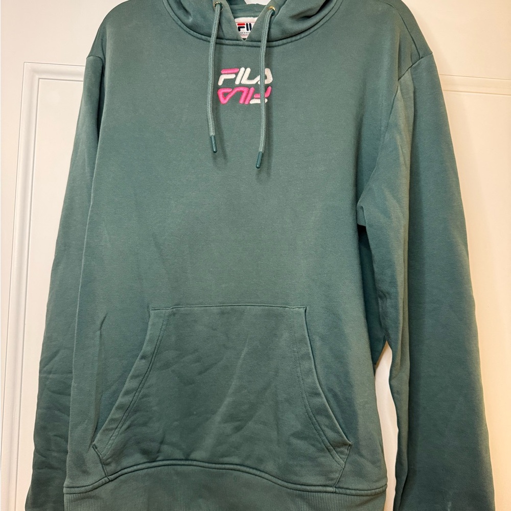 Fila Green Hoodie with Pink Logo